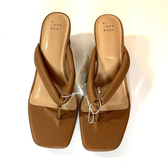 A New Day Womens Elvie Sandal Pump Brown Tan Slip On Comfort - Picture 4 of 10